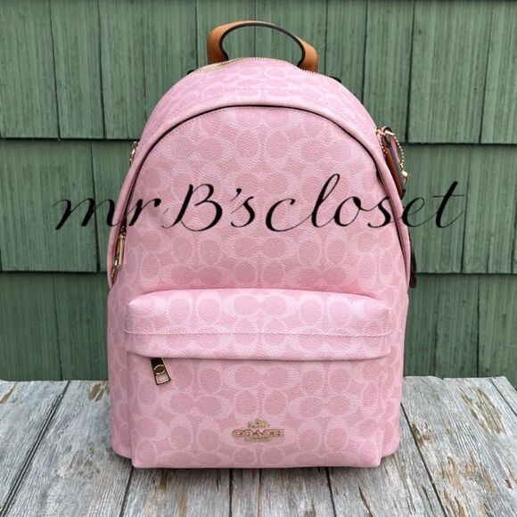 Coach Handbags - Coach Taylor Small Backpack In Signature Canvas With Charms Bag Powder Pink